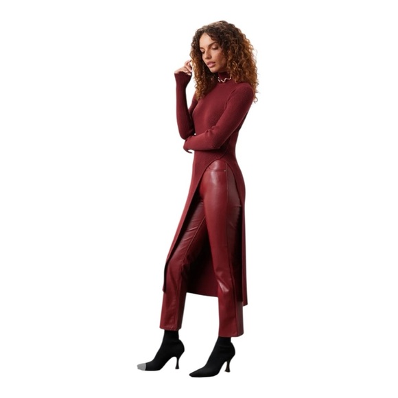 Ashley Park Ribbed Sweater Dress Turtleneck Long Sleeve Asymmetrical Size Medium - Picture 2 of 9